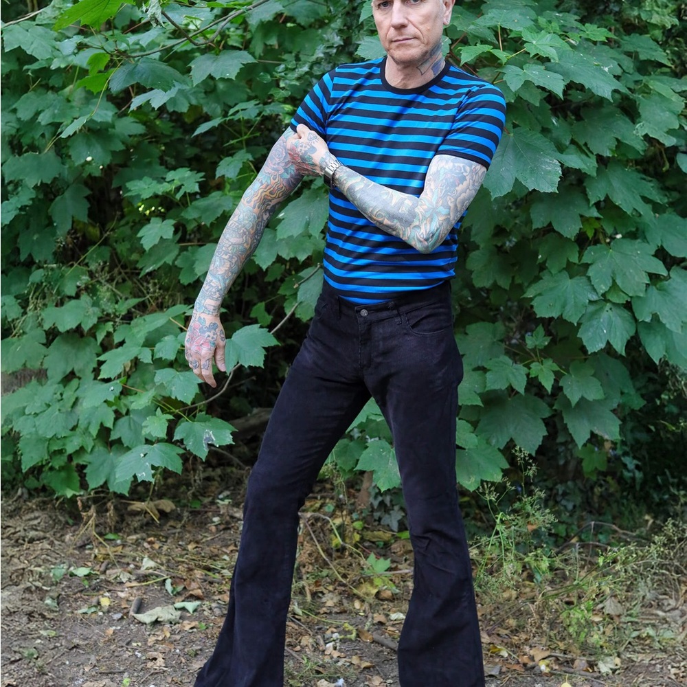 Mens Run & Fly Black Corduroy Bell Bottoms